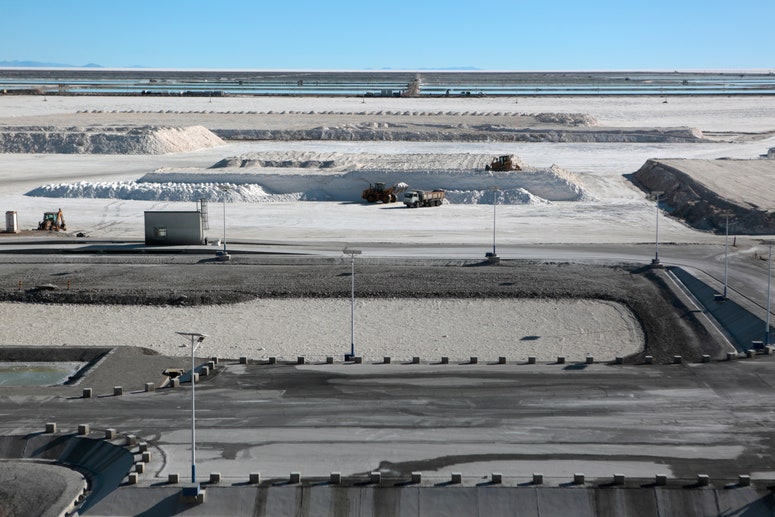 Uno stabilimento di estrazione del litio in Bolivia