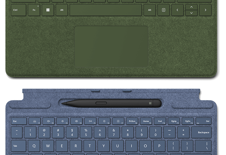 宝石蓝和森野绿的Surface Pro特制键盘