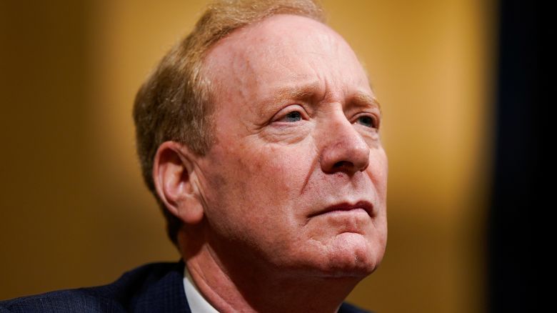 Microsoft President Brad Smith testifies before a U.S. House Homeland Security Committee hearing about the company's security practices after Russian and Chinese hackers breached its systems over the past year, on Capitol Hill in Washington, U.S., June 13, 2024.