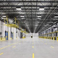 Interior of empty warehouse industrial storage building