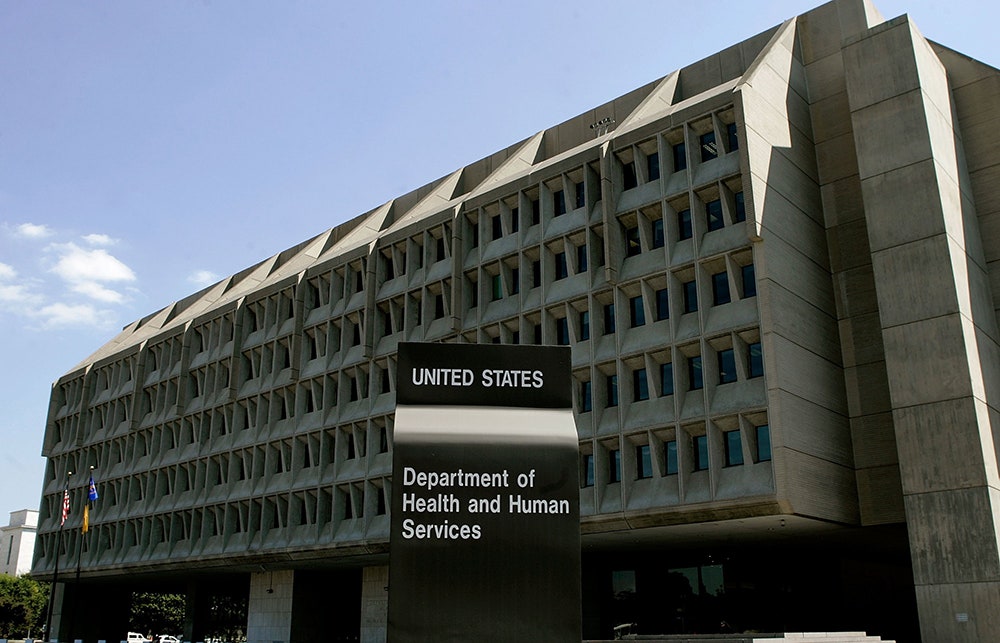 The U.S. Department of Health and Human Services building is shown August 16 2006 in Washington DC.