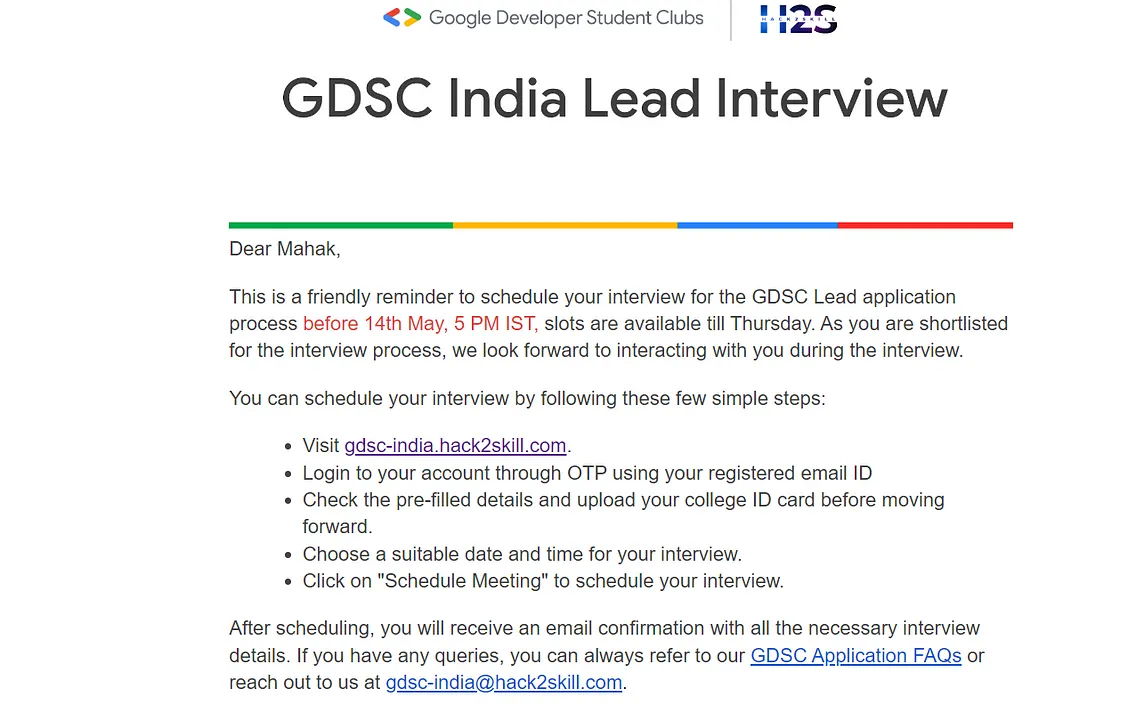 My Journey : GDSC Lead Interview Experience