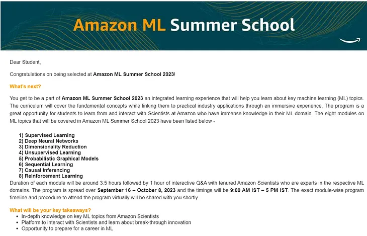 My experience with Amazon ML Summer School 2023