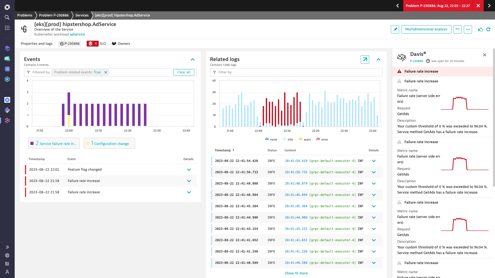 Automatically unify logs, traces, and metrics of events in real time