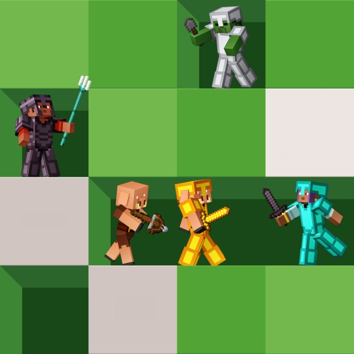Minecraft figures in a grid