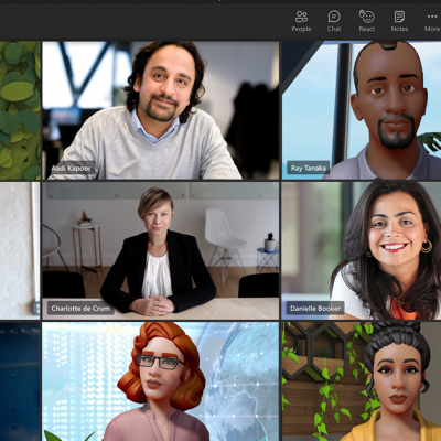 Grid of Microsoft Teams meeting with a mix of photos and avatars