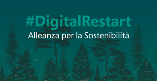 Digital restart poster showing silhouettes of trees