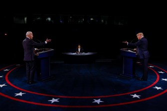 Donald Trump and Joe Biden in the presidential debate in 2020.