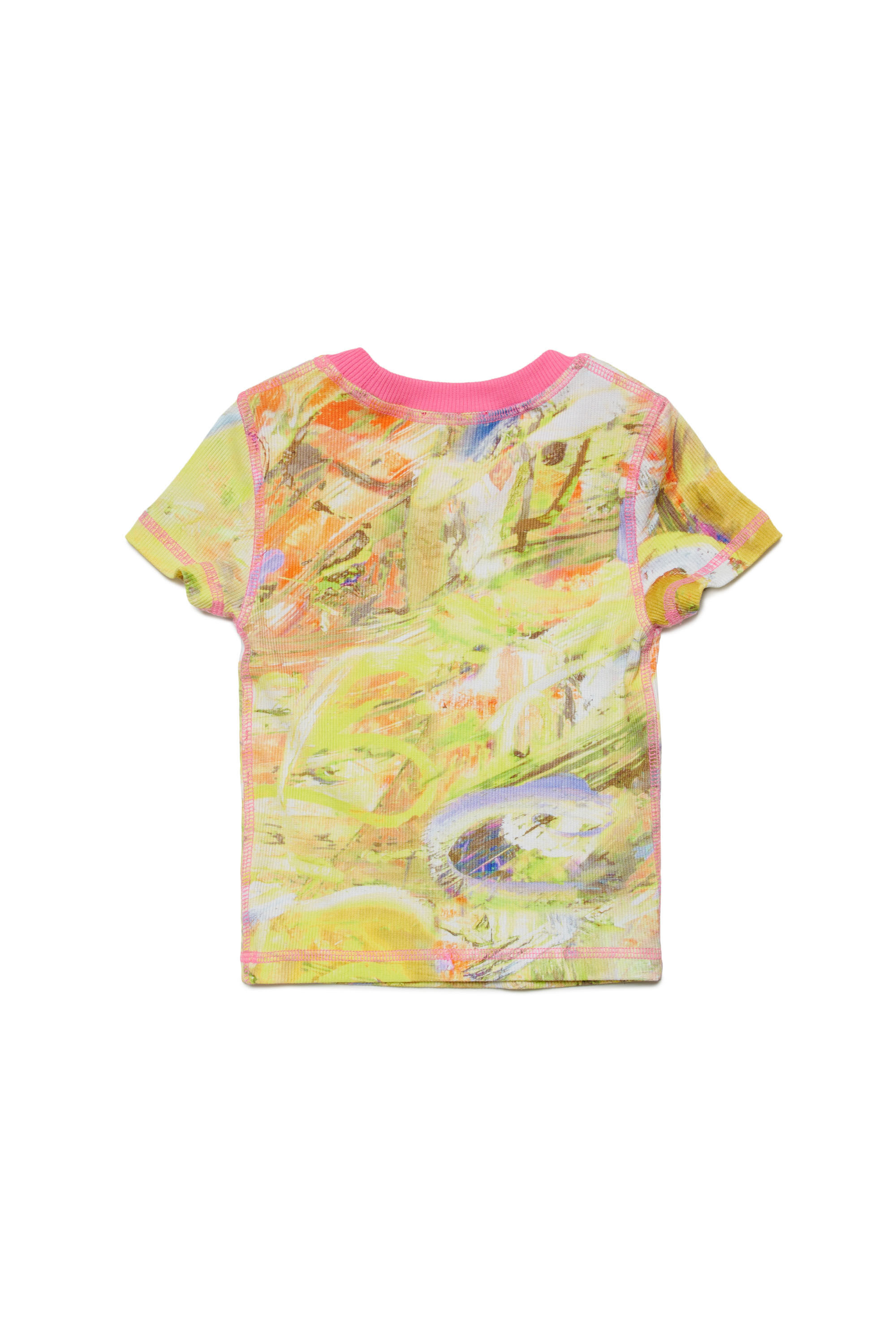 Diesel - TISKI, Woman Ribbed T-shirt with abstract print in Yellow - Image 2