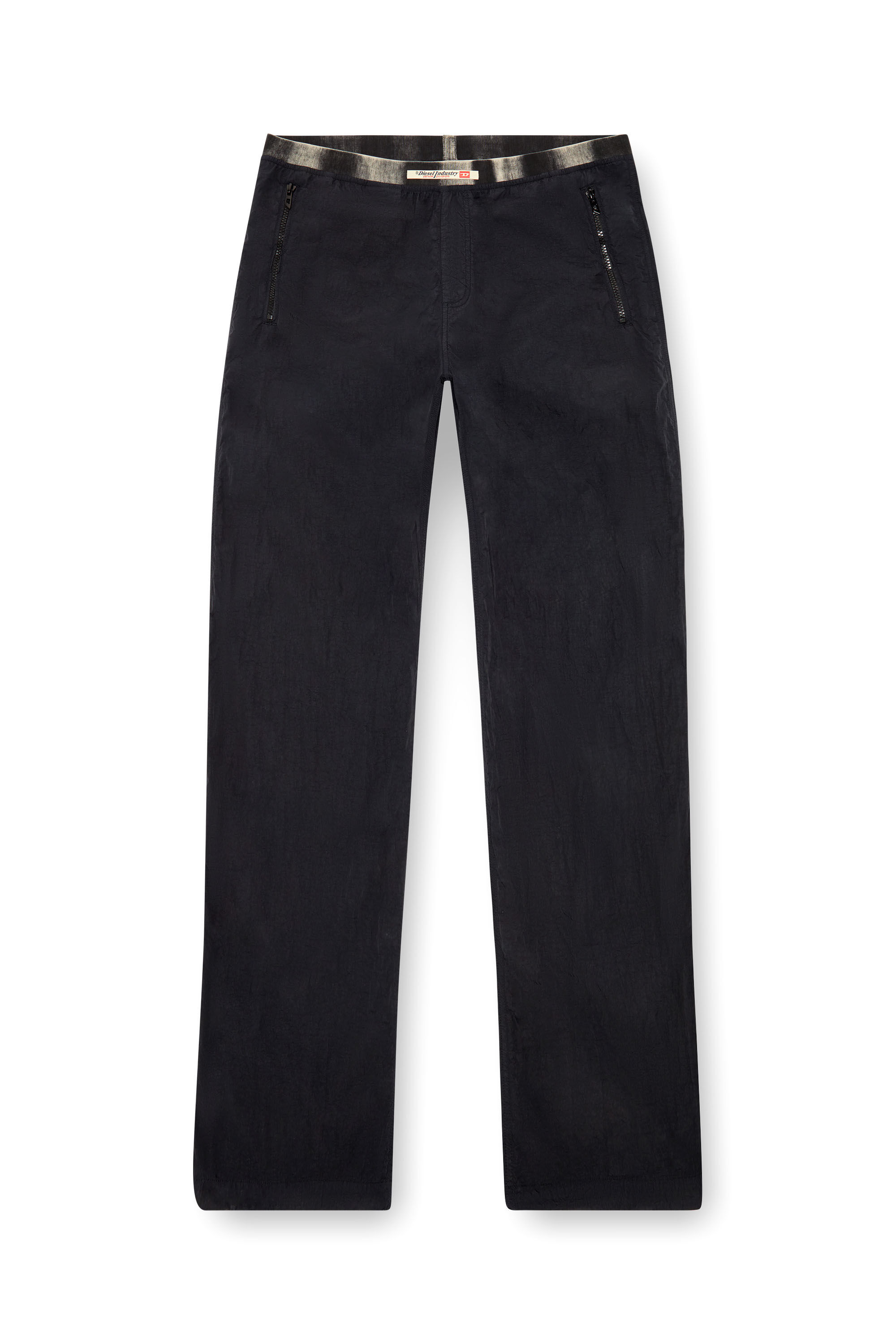 Diesel - P-POST, Man Lightweight pants in wrinkled nylon in Black - Image 2