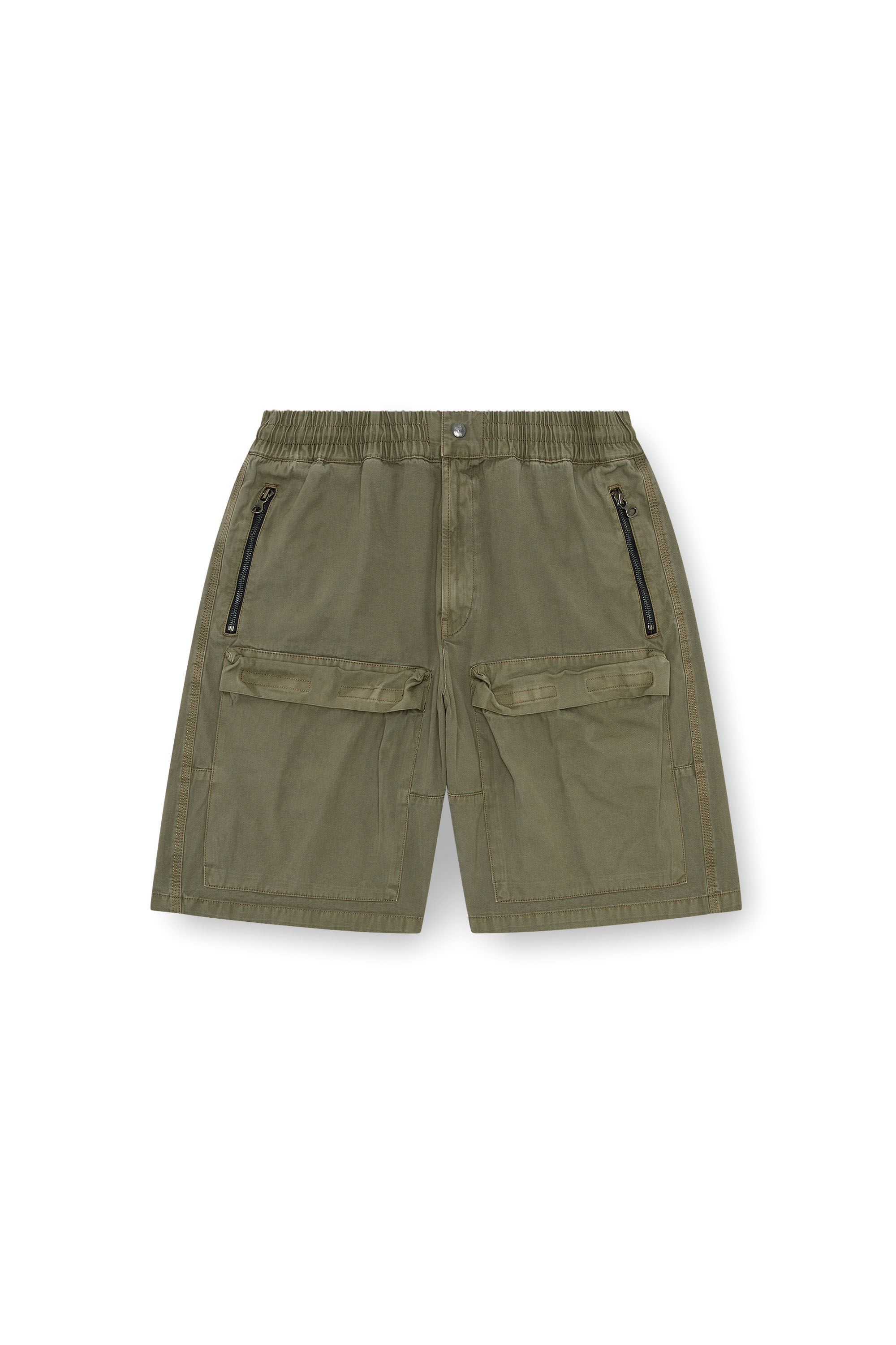 Diesel - P-BEECK-SHORT, Man Cargo shorts in faded organic cotton in Green - Image 2