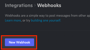 Nowy przycisk webhook Discorda