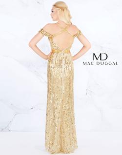 Style 4901 Mac Duggal Gold Size 0 Prom 4901 Black Tie V Neck Straight Dress on Queenly