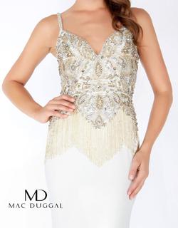 Style 62957 Mac Duggal White Size 10 Pageant Jewelled Sequin Mermaid Dress on Queenly
