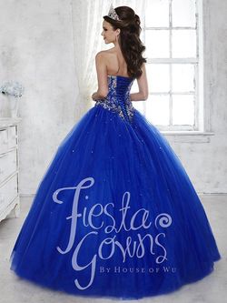 Style 56281 House of Wu Fiesta Royal Blue Size 8 Quinceanera 56281 Jewelled Ball gown on Queenly