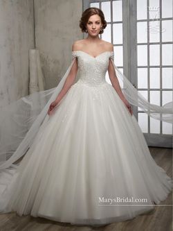 Style 6599 Mary's White Size 6 Ivory Sequined Ball gown on Queenly