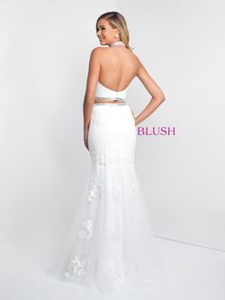 Style 11557 Blush Prom White Size 0 Sequined Pageant Prom Mermaid Dress on Queenly