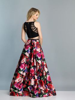 Style A7221 Dave and Johnny Multicolor Size 4 Floor Length Print Floral A-line Dress on Queenly