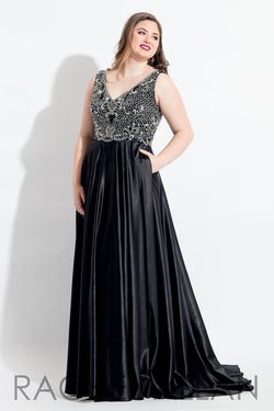 Style 6329 Rachel Allan Black Size 14 Silk Plus Size Prom A-line Dress on Queenly