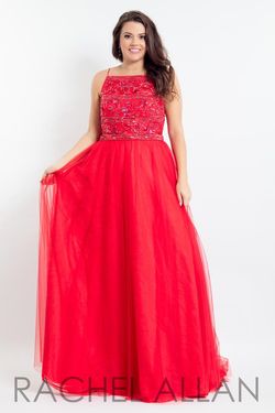 Style 6337 Rachel Allan Red Size 18 6337 Plus Size Prom A-line Dress on Queenly