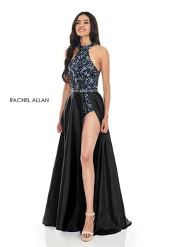 Style 7135 Rachel Allan Black Size 0 7135 Halter Jumpsuit Dress on Queenly