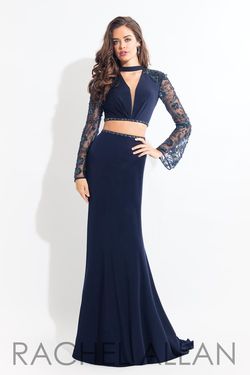 Style 6053 Rachel Allan Blue Size 0 Pageant Prom Mermaid Dress on Queenly