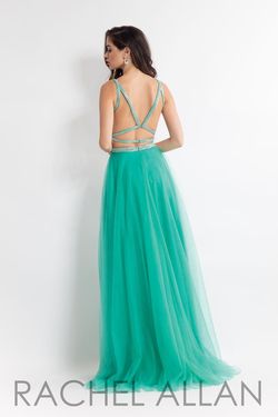 Style 6118 Rachel Allan Light Green Size 12 Tall Height 6118 Side slit Dress on Queenly