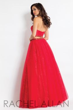 Style 6096 Rachel Allan Red Size 4 Strapless Silk Prom Ball gown on Queenly