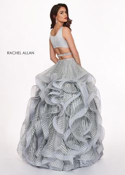 Style 6427 Rachel Allan Silver Size 2 Prom Ruffles Ball gown on Queenly