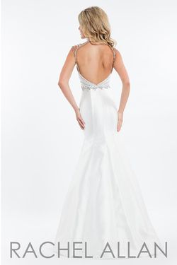 Style 7526 Rachel Allan White Size 2 Silk Halter Prom Mermaid Dress on Queenly