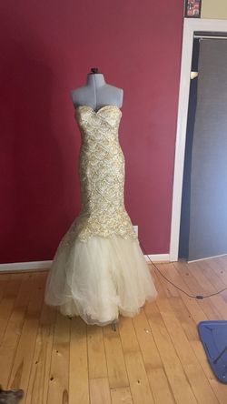 Sherri Hill Gold Size 2 Sequined Strapless Wedding Sweetheart Mermaid Dress on Queenly