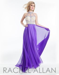 Style 9003 Rachel Allan Purple Size 6 Floor Length A-line Dress on Queenly