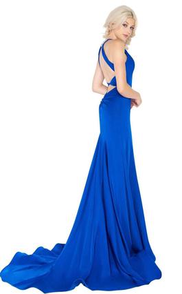 Style 66465 Mac Duggal Blue Size 6 Keyhole Pageant Prom Side slit Dress on Queenly