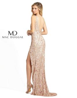 Style 4995 Mac Duggal Gold Size 8 Prom Pattern Pageant Side slit Dress on Queenly