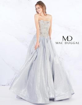 Style 66700 Mac Duggal Silver Size 2 Pockets Beaded Top Square Neck Ball gown on Queenly