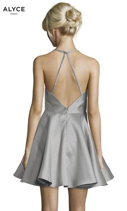 Style 3703 Alyce Paris Silver Size 16 Euphoria Silk Cocktail Dress on Queenly