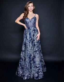 Style 1525 Nina Canacci Blue Size 16 Pageant Plus Size Prom A-line Dress on Queenly