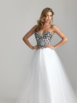 Style 6626 Madison James White Size 14 Pageant Beaded Top Plus Size Prom Ball gown on Queenly
