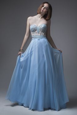 Style 15326 Brit Cameron Blue Size 8 Tulle Ball gown on Queenly