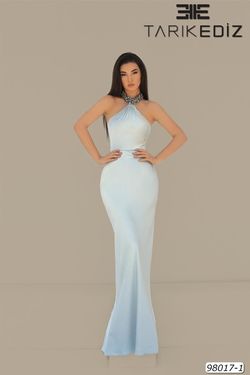 Style 98017 Tarik Ediz Silver Size 6 Tall Height 98017 Mermaid Dress on Queenly