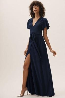 BHLDN Blue Size 22 Bridesmaid Navy $300 Side slit Dress on Queenly