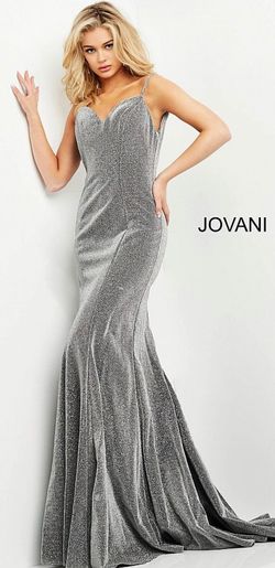 Jovani Silver Size 12 Plus Size Sorority Formal Military Pageant A-line Dress on Queenly