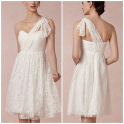 Jenny Yoo White Size 12 Bachelorette A-line Plus Size Cocktail Dress on Queenly