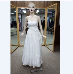 Galina White Size 4 Floor Length Train Dress on Queenly