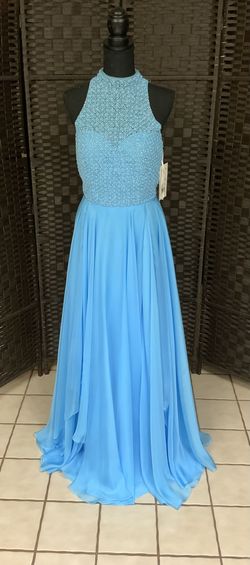Sherri Hill Blue Size 8 Floor Length Beaded Top A-line Dress on Queenly