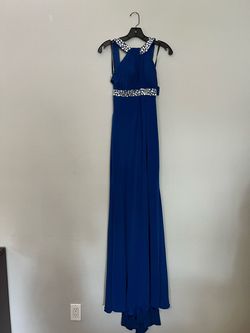Jovani Blue Size 2 Sequined 50 Off Side slit Dress on Queenly