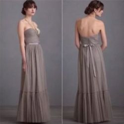 BHLDN Silver Size 14 Sheer Plus Size Prom Ball gown on Queenly