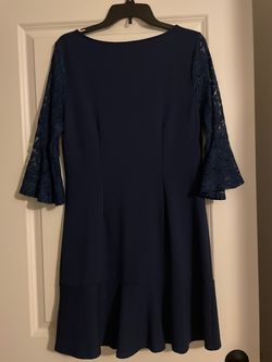 Shelli Segal Blue Size 8 Embroidery Jewelled Straight Dress on Queenly