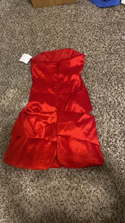 Pacific plex Red Size 0 Midi Fun Fashion Satin Cocktail Dress on Queenly