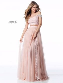 Style 51771 Sherri Hill Pink Size 14 Sequined Pageant Plus Size Prom Straight Dress on Queenly